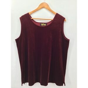 Bob Mackie Red Velvet Top Sz XL Glam Art to Wear Holiday Whimsigoth Blouse FF23